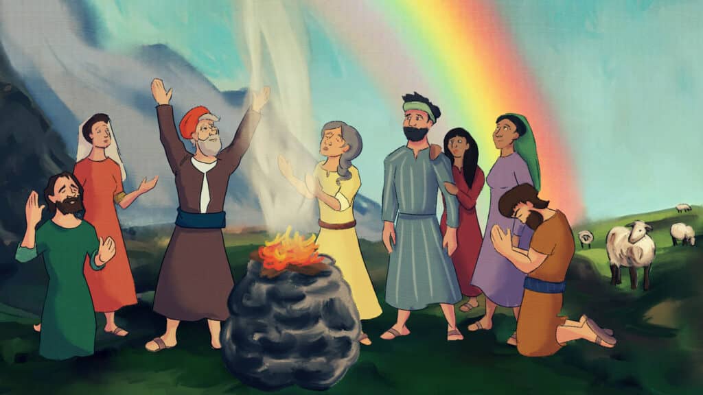 Heroes: Noah and his family offering sacrifice